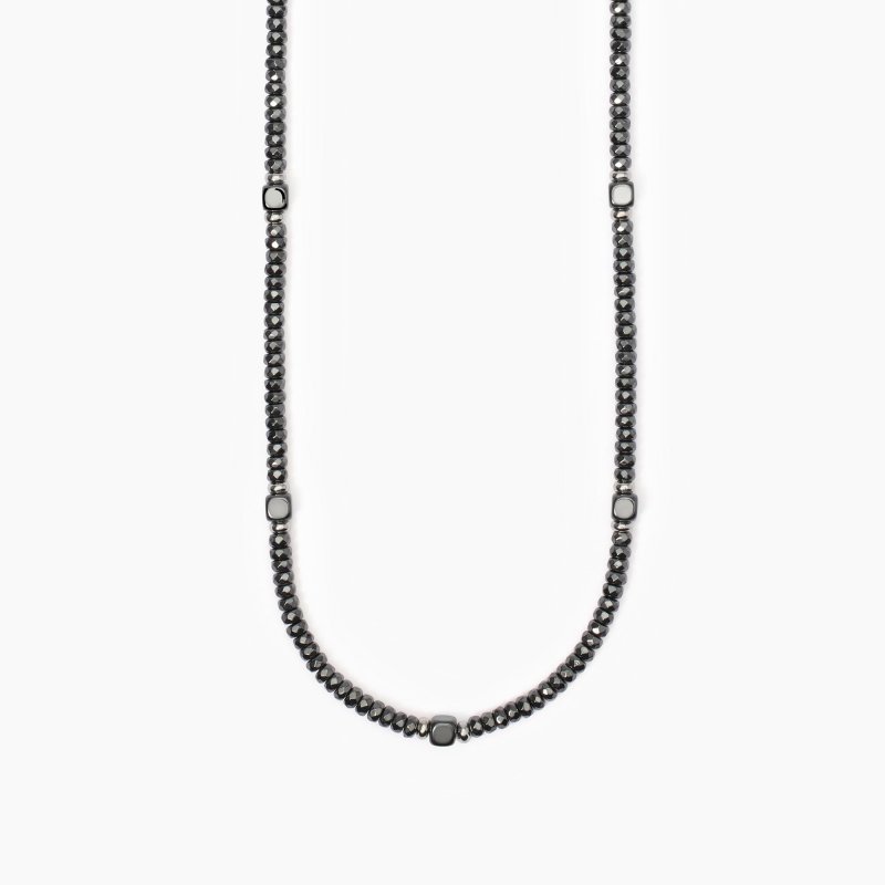 Mabina - Collana Uomo Con Rondelle Route 66 - Argento - Ematite