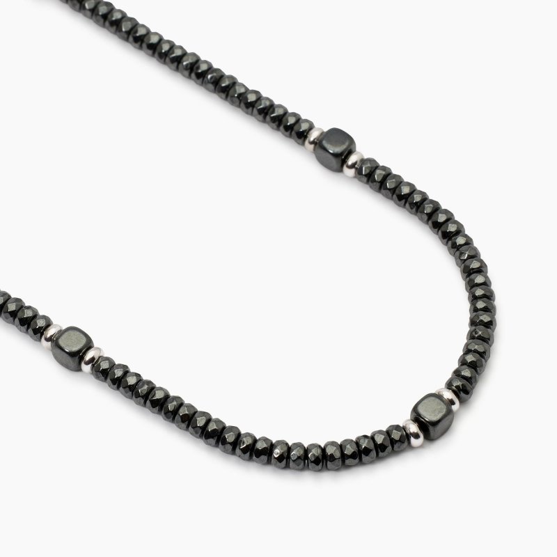 Mabina - Collana Uomo Con Rondelle Route 66 - Argento - Ematite