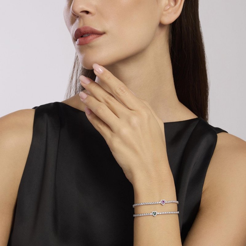 Mabina - Bracciale Tennis Donna - Tormalina Sintetica - Argento