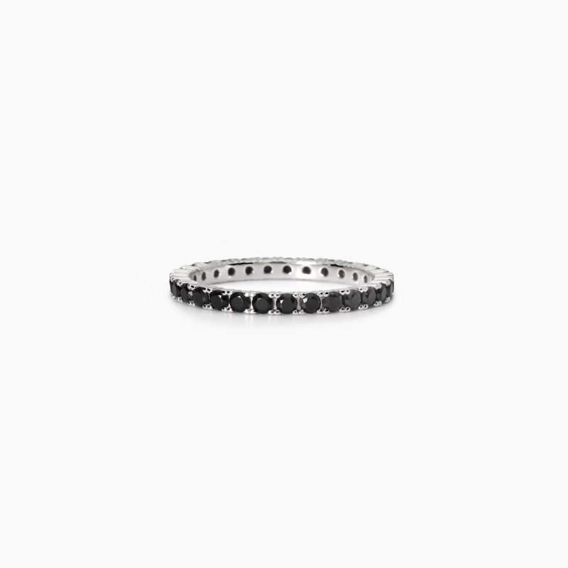 Mabina - Anello Uomo Con Zirconi Neri - Argento 925 - Misura 27