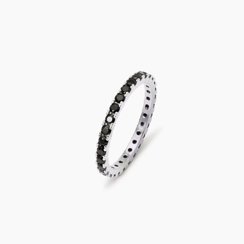Mabina - Anello Uomo Con Zirconi Neri - Argento 925 - Misura 27