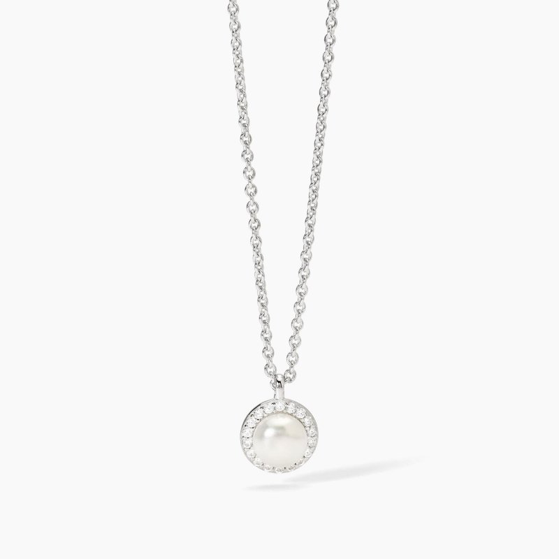 Mabina - Girocollo In Argento - Perla Coltivata - Zirconi