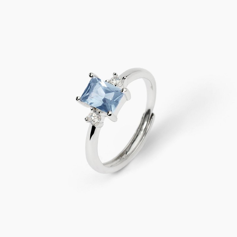 Mabina - Anello In Argento - Acquamarina Sintetica - Battito
