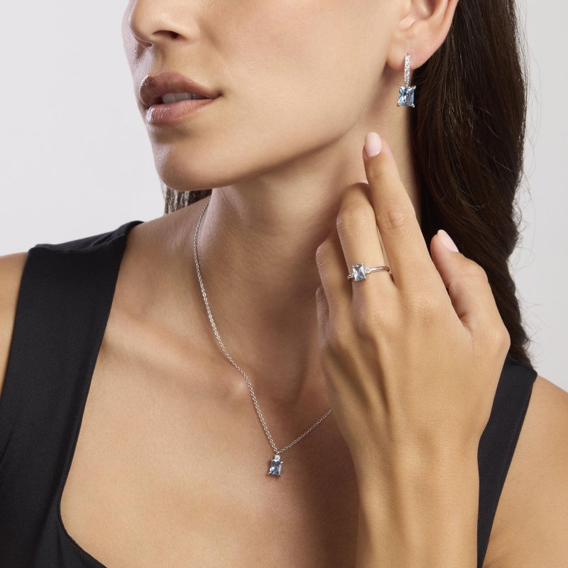 Mabina - Anello In Argento - Acquamarina Sintetica - Battito