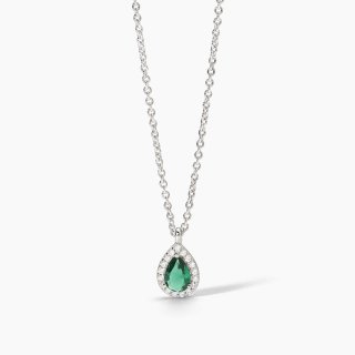 Mabina - Girocollo In Argento - Smeraldo Sintetico - Zirconi