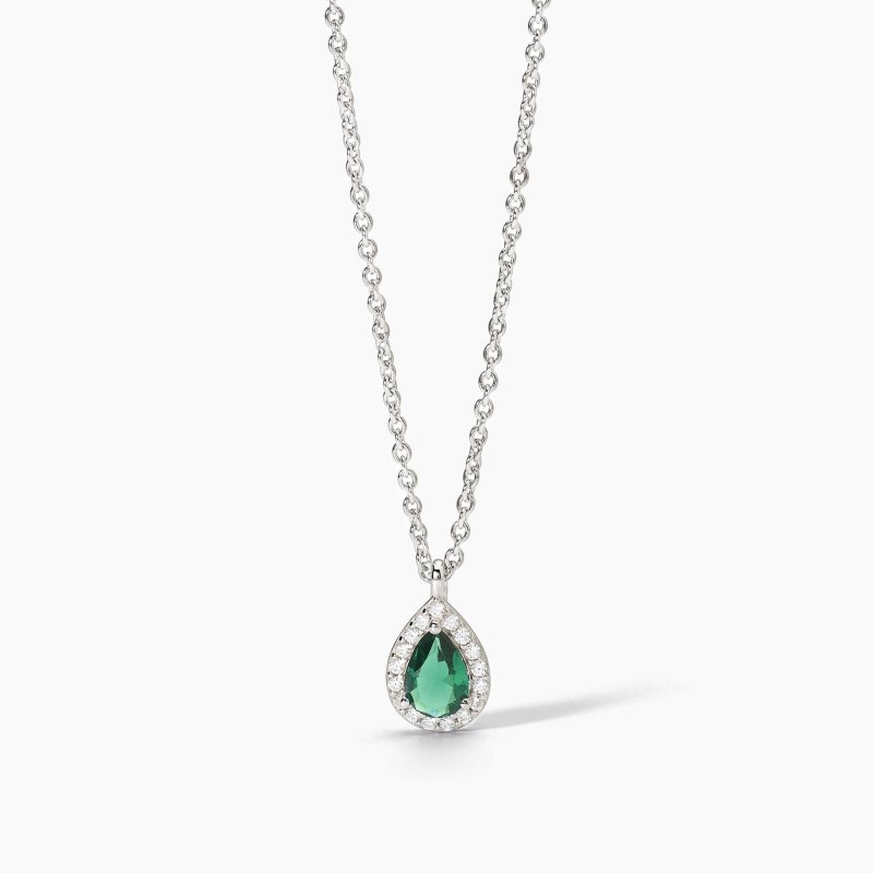 Mabina - Girocollo In Argento - Smeraldo Sintetico - Zirconi