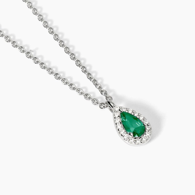 Mabina - Girocollo In Argento - Smeraldo Sintetico - Zirconi