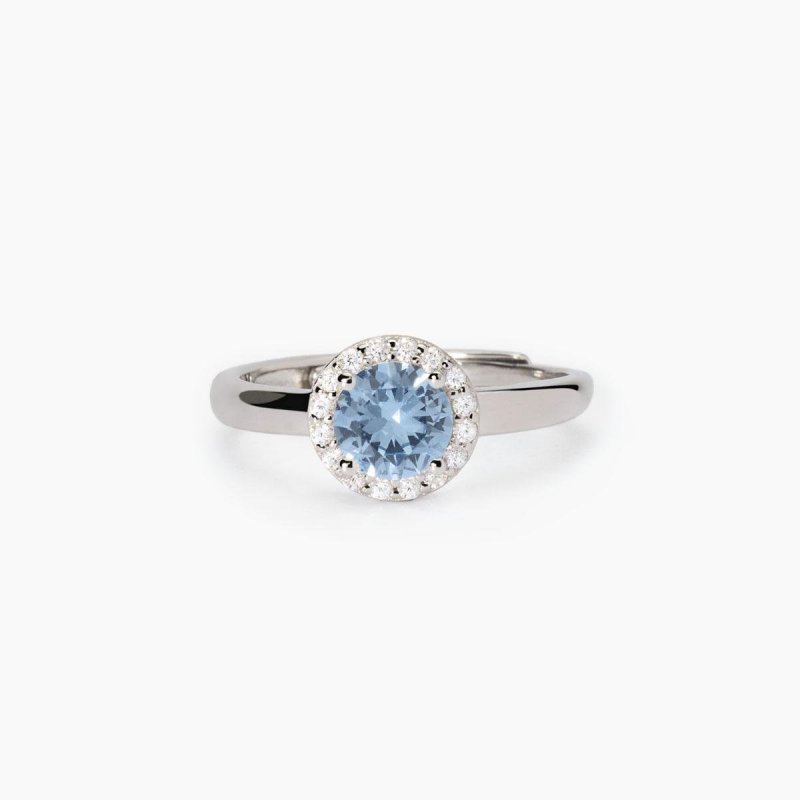 Mabina - Anello Con Acquamarina Sintetica - Argento - Zirconi