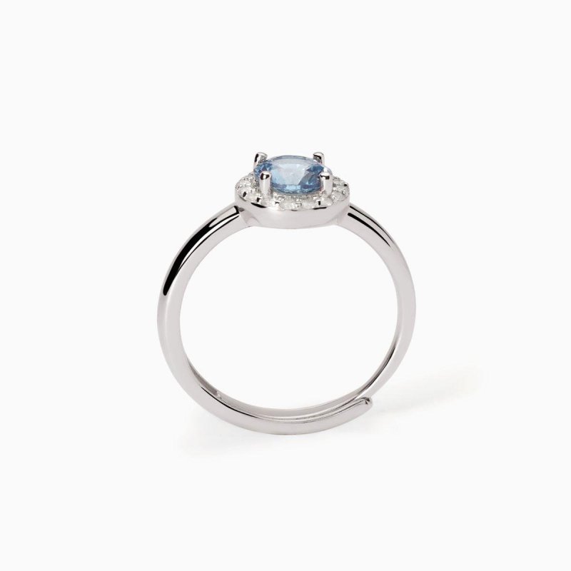 Mabina - Anello Con Acquamarina Sintetica - Argento - Zirconi