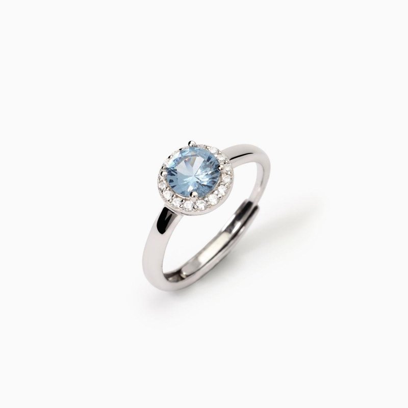 Mabina - Anello Con Acquamarina Sintetica - Argento - Zirconi