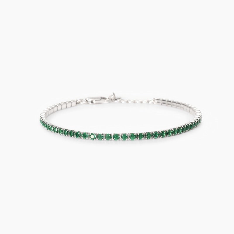Mabina - Bracciale Tennis Uomo - Smeraldi Sintetici - Argento