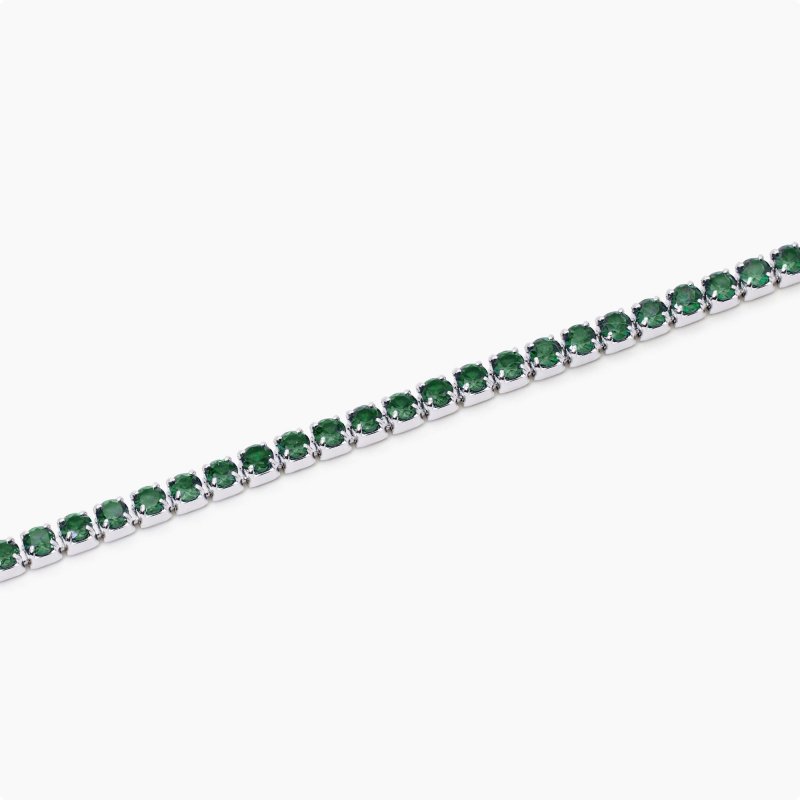 Mabina - Bracciale Tennis Uomo - Smeraldi Sintetici - Argento