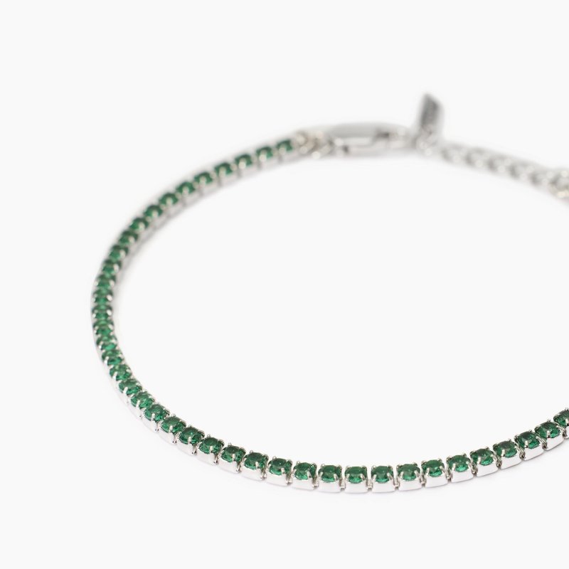 Mabina - Bracciale Tennis Uomo - Smeraldi Sintetici - Argento