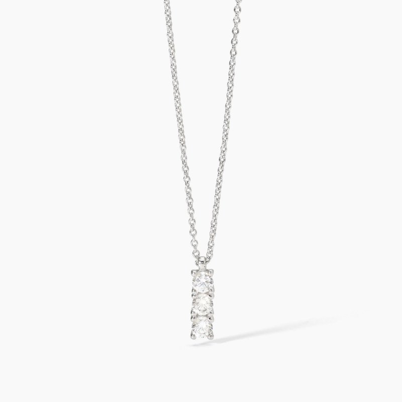 Mabina - Girocollo In Argento Rodiato - Catena Forzatina - Zirconi Bianchi