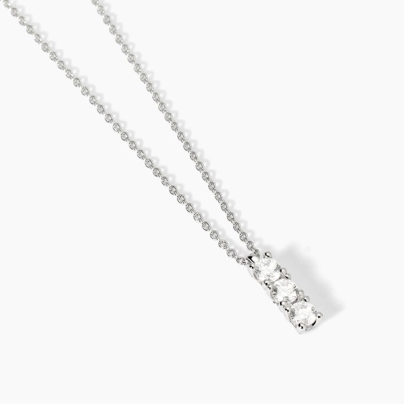 Mabina - Girocollo In Argento Rodiato - Catena Forzatina - Zirconi Bianchi