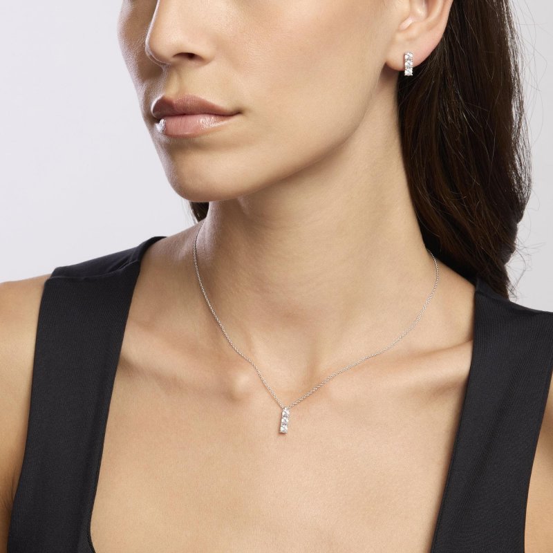 Mabina - Girocollo In Argento Rodiato - Catena Forzatina - Zirconi Bianchi