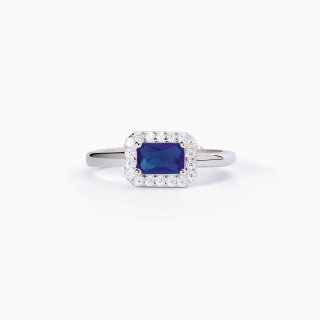 Mabina - Anello In Argento - Zaffiro Sintetico - Zirconi
