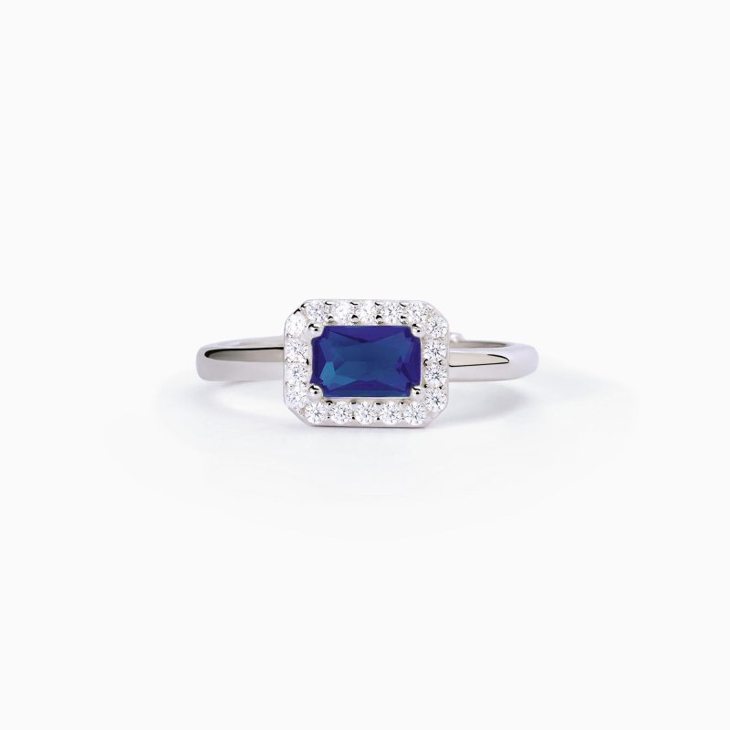 Mabina - Anello In Argento - Zaffiro Sintetico - Zirconi
