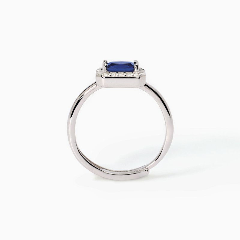 Mabina - Anello In Argento - Zaffiro Sintetico - Zirconi