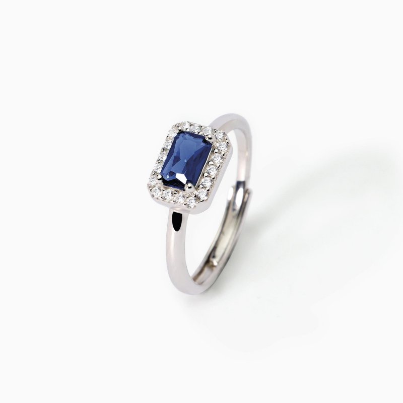 Mabina - Anello In Argento - Zaffiro Sintetico - Zirconi