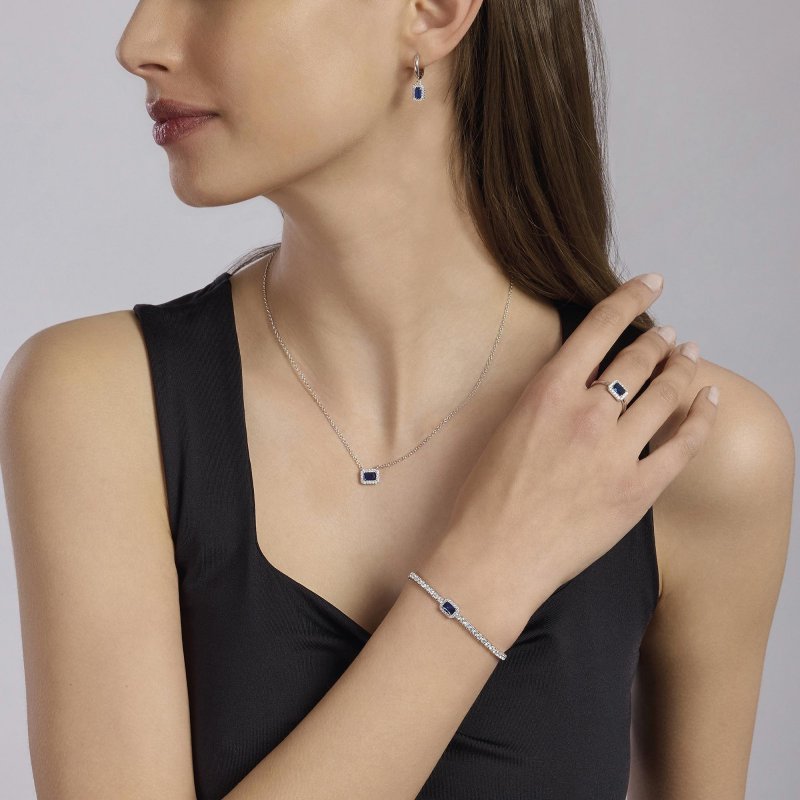 Mabina - Anello In Argento - Zaffiro Sintetico - Zirconi
