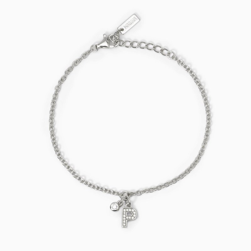 Mabina - Bracciale Lettera 'P' - Argento 925 - Zirconi