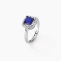 Mabina - Anello Con Zaffiro Sintetico - Cuscino Antico - Argento