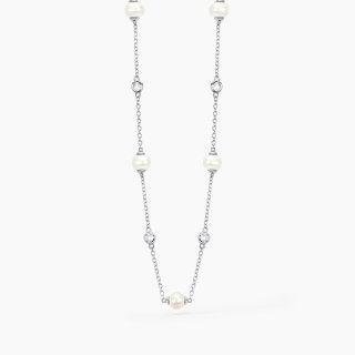 Mabina - Girocollo Con Perle Coltivate - Argento 925 - Zirconi