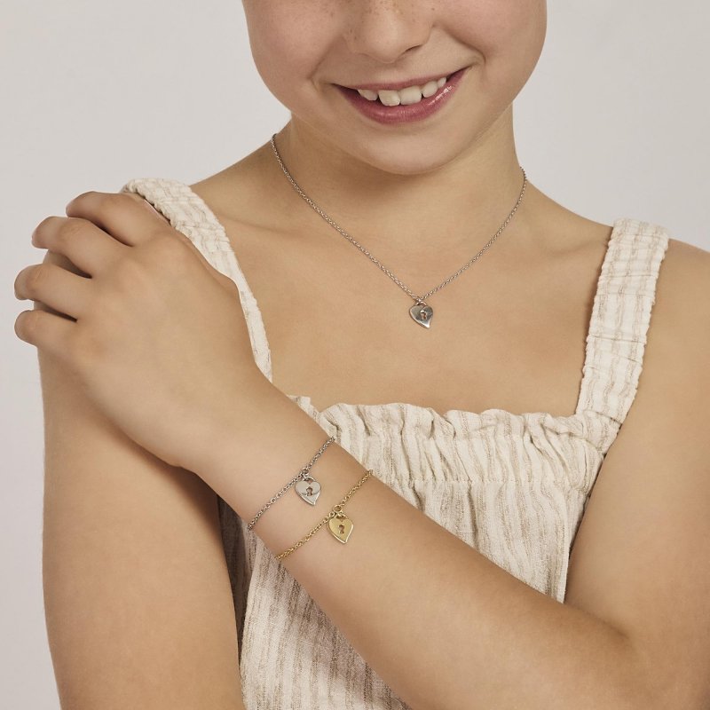Mabina - Bracciale Con Lucchetto Cuore Segreto - Argento 925 - Oro 18K