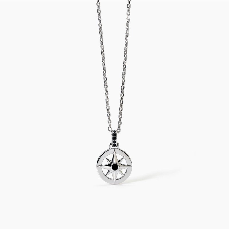 Mabina - Collana In Argento Con Rosa Dei Venti - Uomo - Argento 925