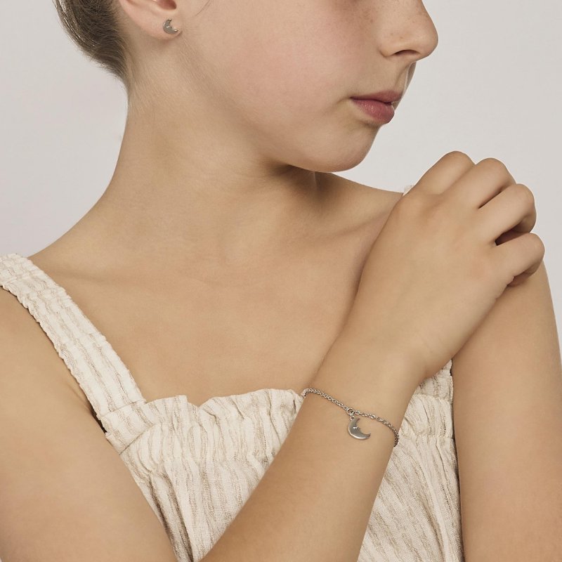 Mabina - Bracciale Argento Con Luna - Misura Regolabile
