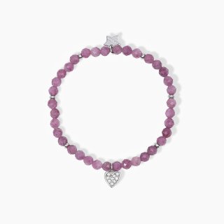 Mabina - Bracciale Elastico - Tormalina - Cuore Pendente