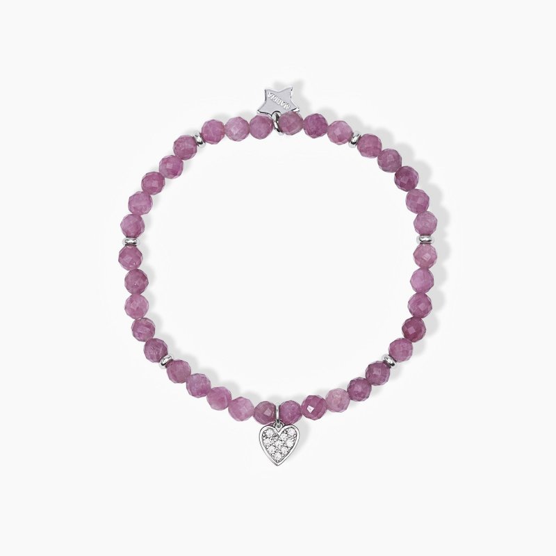 Mabina - Bracciale Elastico - Tormalina - Cuore Pendente