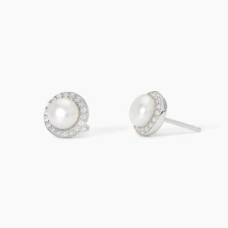 Mabina - Orecchini In Argento Con Perle Coltivate - Zirconi
