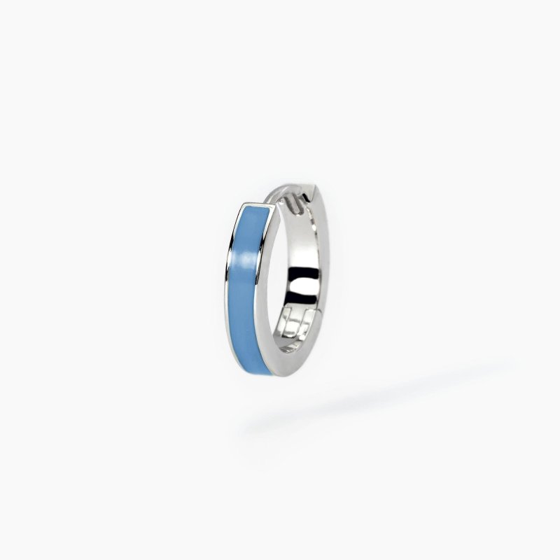 Mabina - Orecchino In Argento A Cerchio - Smalto Azzurro