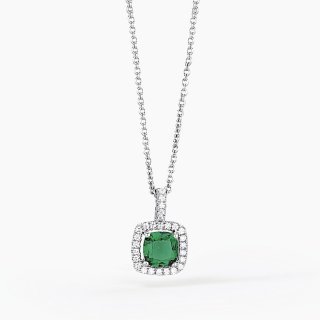 Mabina - Girocollo Con Ciondolo Smeraldo Sintetico - Argento 925 - Zirconi
