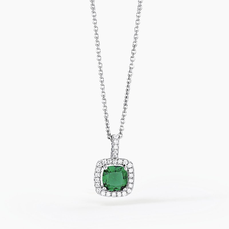 Mabina - Girocollo Con Ciondolo Smeraldo Sintetico - Argento 925 - Zirconi