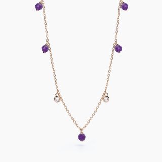Mabina - Collana Viva La Vida - Argento Rosato - Ametista