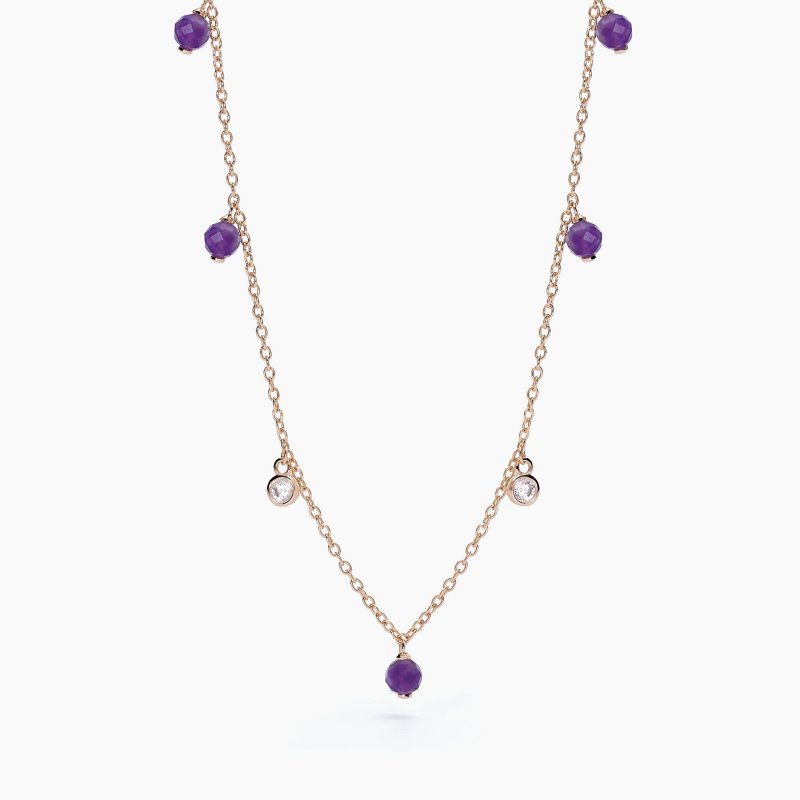 Mabina - Collana Viva La Vida - Argento Rosato - Ametista