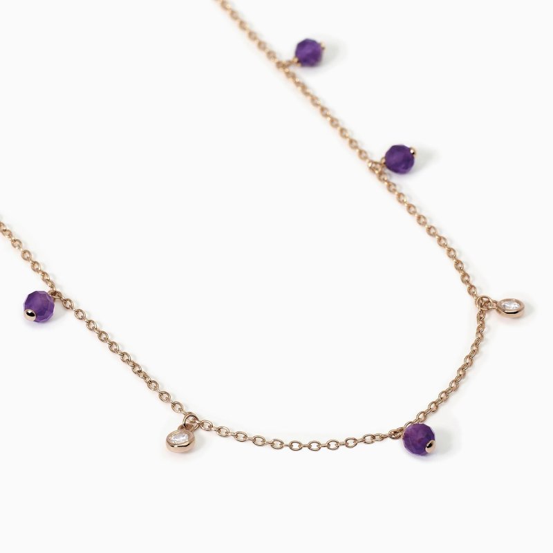 Mabina - Collana Viva La Vida - Argento Rosato - Ametista