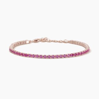 Mabina - Bracciale Tennis Regolabile - Rubini Sintetici - Oro Rosa