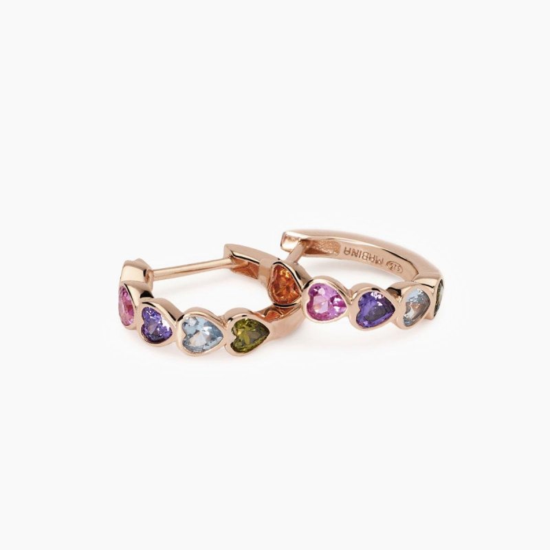 Mabina - Orecchini Con Cuori Multicolor - Argento - Oro Rosa
