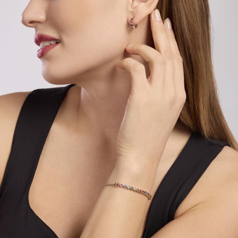 Mabina - Orecchini Con Cuori Multicolor - Argento - Oro Rosa