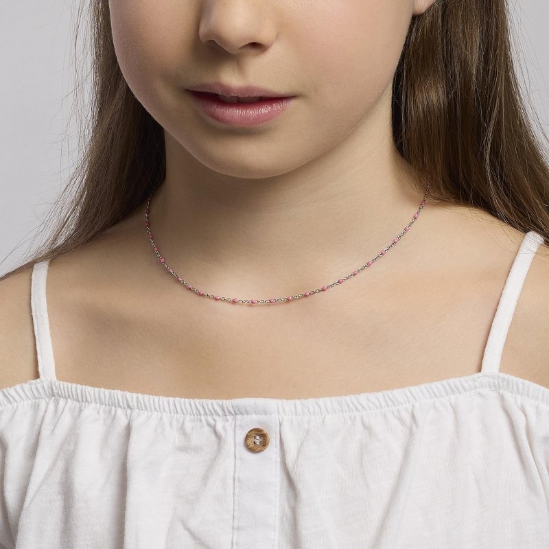 Mabina - Girocollo In Argento - Inserti Smaltati Rosa