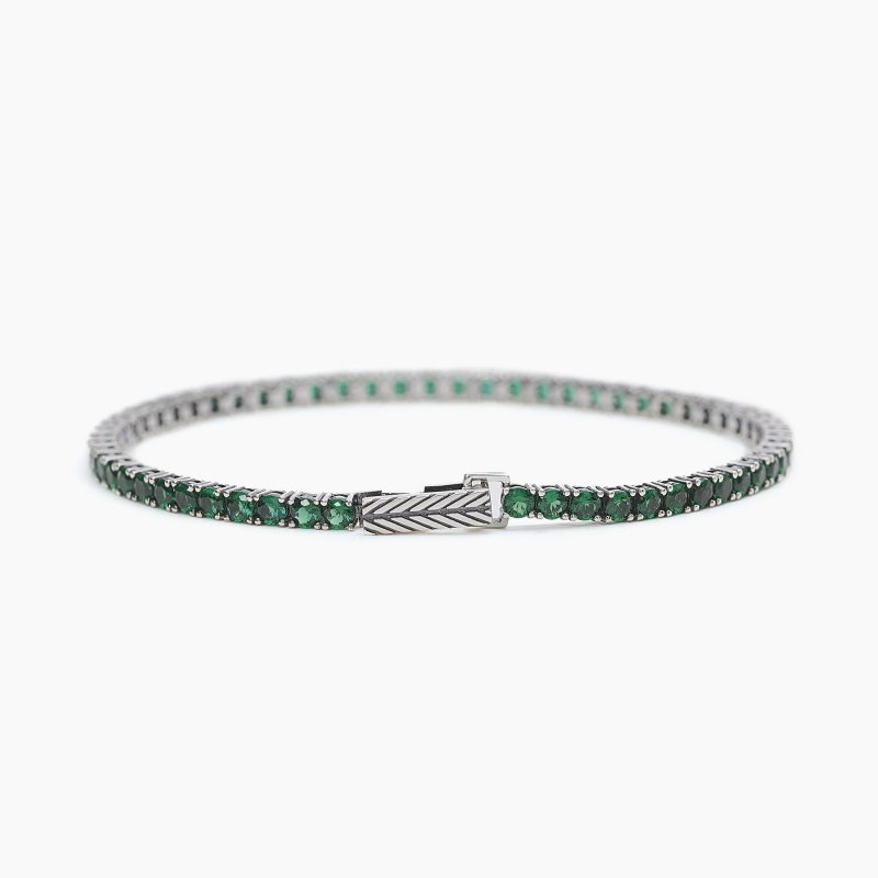 Mabina - Bracciale Tennis Da Uomo - Smeraldi Sintetici - Tennis Club