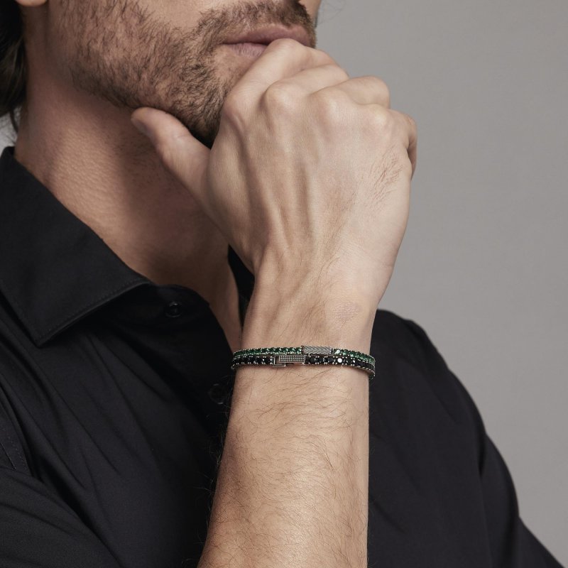 Mabina - Bracciale Tennis Da Uomo - Smeraldi Sintetici - Tennis Club