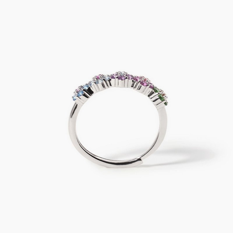 Mabina - Anello Regolabile Con Zirconi - Multicolor - Argento