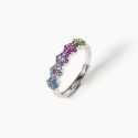 Mabina - Anello Regolabile Con Zirconi - Multicolor - Argento