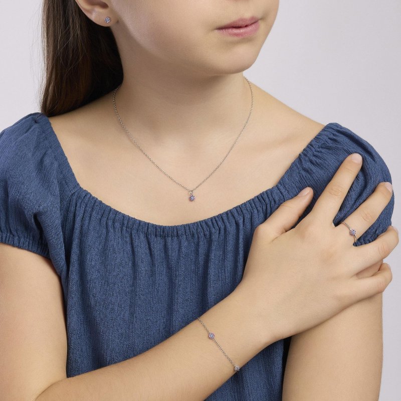 Mabina - Anello Da Bambina Con Fiore - Argento - Tormalina