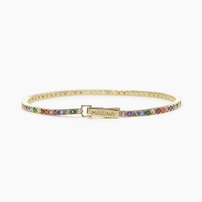 Mabina - Bracciale Tennis Dorato - Zirconi Multicolor